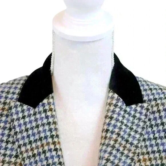 Vintage J.Crew Wool Houndstooth Blazer Double Breasted Sz 4 Equestrian, Academia - Picture 2 of 8